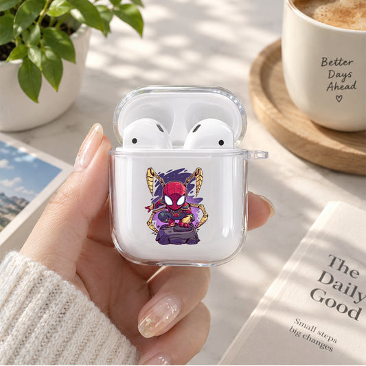 Spiderman Cartoon Art Protective Clear Case Cover For Apple Airpods | Soft Silicone AirPods 1 / 2 Case | Protective Cover