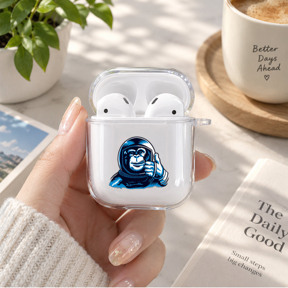 Astronaut Monkey Protective Clear Case Cover For Apple Airpods | Soft Silicone AirPods 1 / 2 Case | Protective Cover