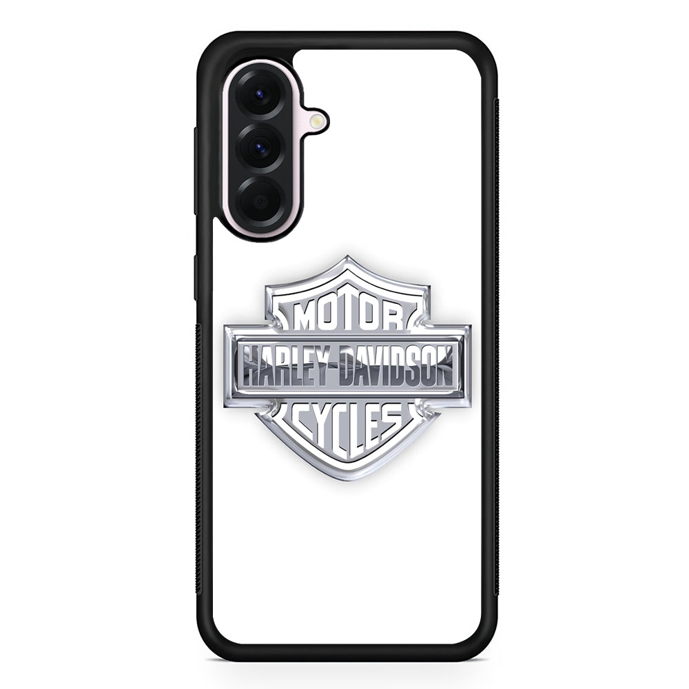 Harley Davidson Logo Silver Samsung Galaxy A56 Case | Samsung Galaxy A56 Protective Rubber Case