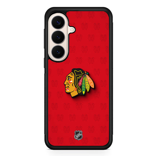 NHL Chicago Blackhawks Pattern Samsung Galaxy S26 Case | Durable Protective Rubber Cover