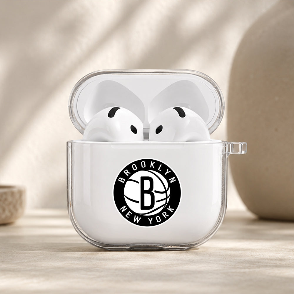 NBA Brooklyn Nets Logo Protective Apple Airpods 4 Clear Case - Durable Clear Protection