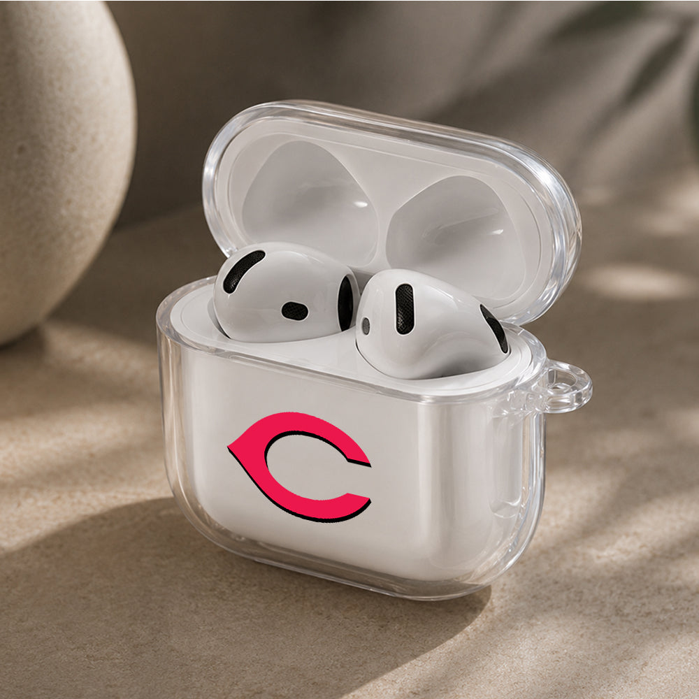 MLB Cincinnati Reds Logo Protective Apple Airpods 4 Clear Case - Durable Clear Protection