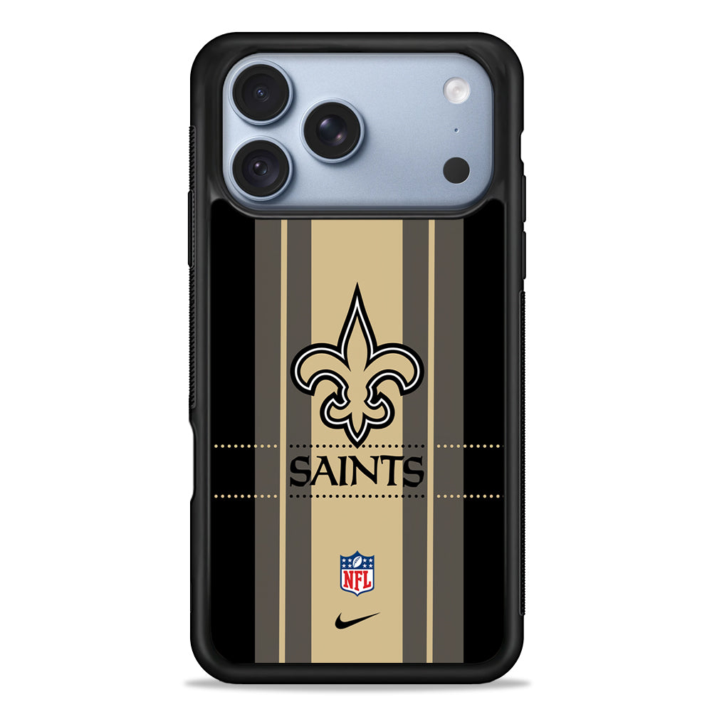 NFL New Orleans Saints Stripe Nike iPhone 18 Pro Case - iPhone 18 Pro Silicone Case
