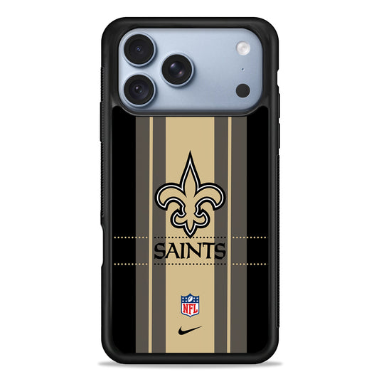 NFL New Orleans Saints Stripe Nike iPhone 18 Pro Case - iPhone 18 Pro Silicone Case