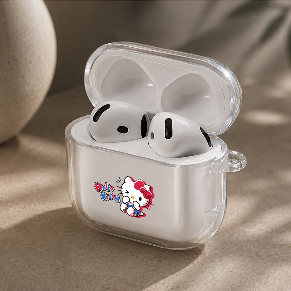 Hello Kitty Cute Pose Protective Apple Airpods 4 Clear Case - Durable Clear Protection