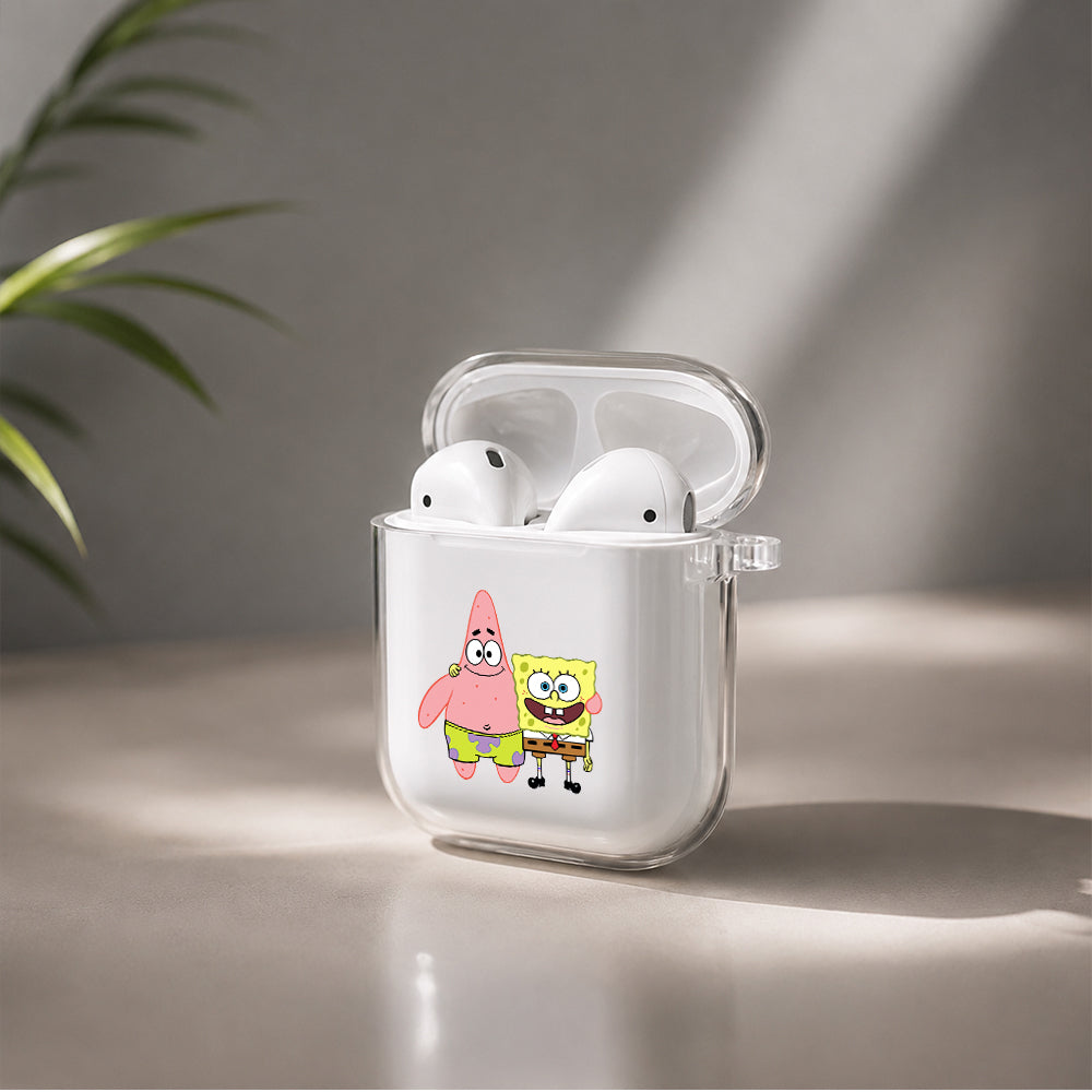 SpongeBob and Patrick Best Friend Protective Clear Case Cover For Apple Airpods | Soft Silicone AirPods 1 / 2 Case | Protective Cover
