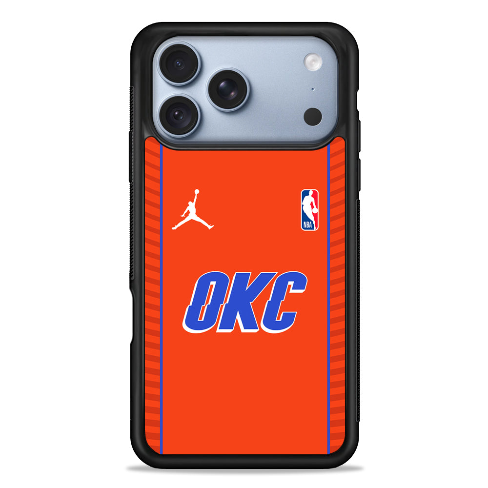 NBA Oklahoma City Thunder Orange Jordan iPhone 18 Pro Case - iPhone 18 Pro Silicone Case