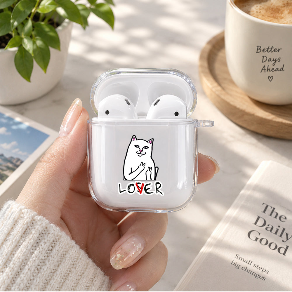 Lover not Loser Cat Protective Clear Case Cover For Apple Airpods | Soft Silicone AirPods 1 / 2 Case | Protective Cover