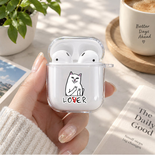 Lover not Loser Cat Protective Clear Case Cover For Apple Airpods | Soft Silicone AirPods 1 / 2 Case | Protective Cover