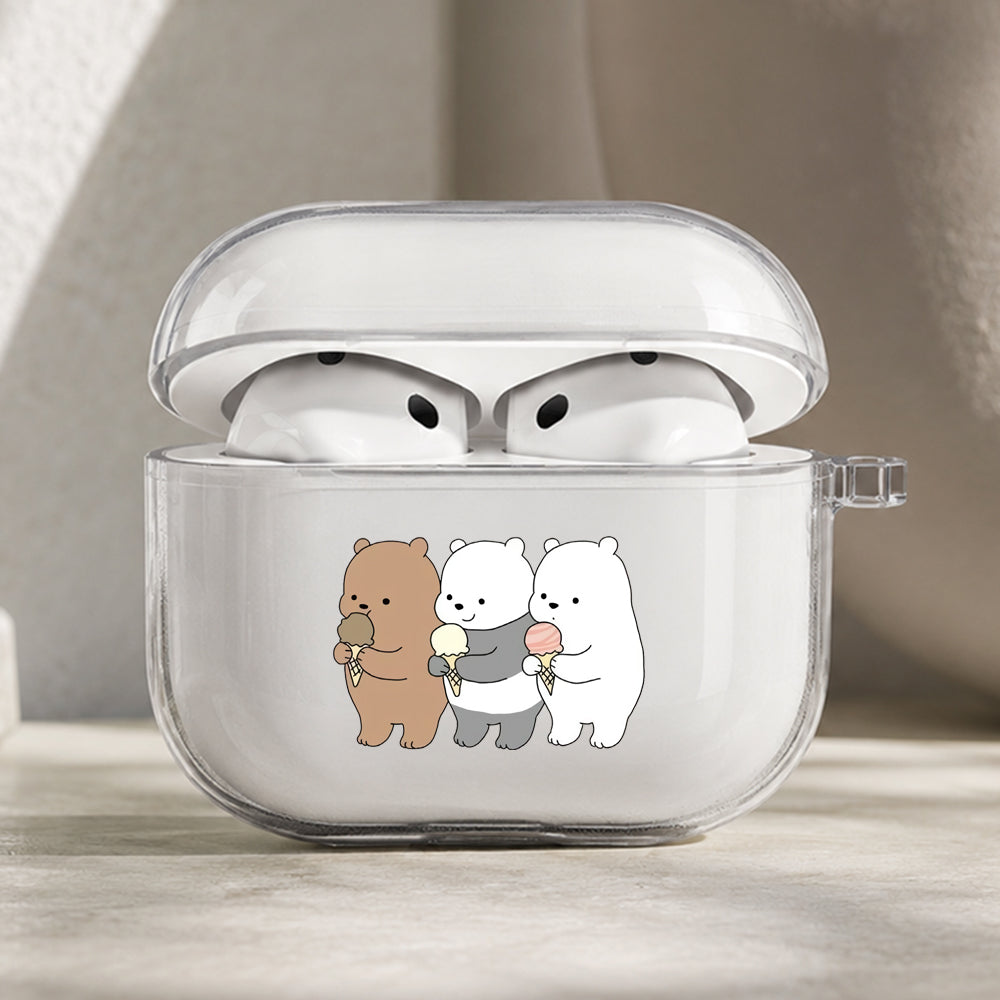 We Bare Bears Eat Ice Cream Protective Apple AirPods Pro 3 Clear Case | Shockproof Cover