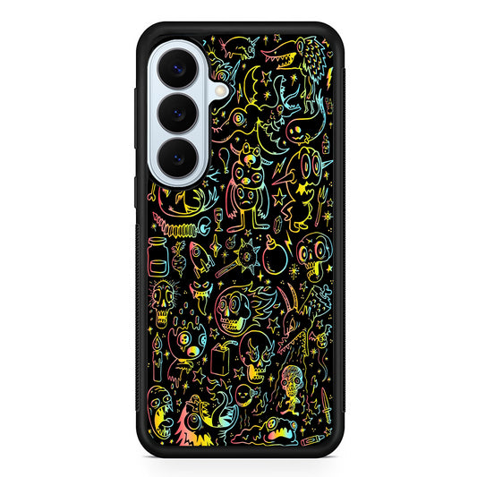 Doodle Monsters Black Samsung Galaxy S26 Plus Case | Slim Protective Rubber Cover