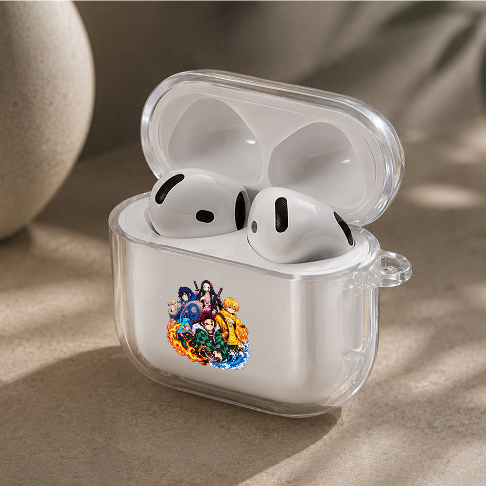 Demon Slayer Streetwear Squad Protective Apple Airpods 4 Clear Case - Durable Clear Protection