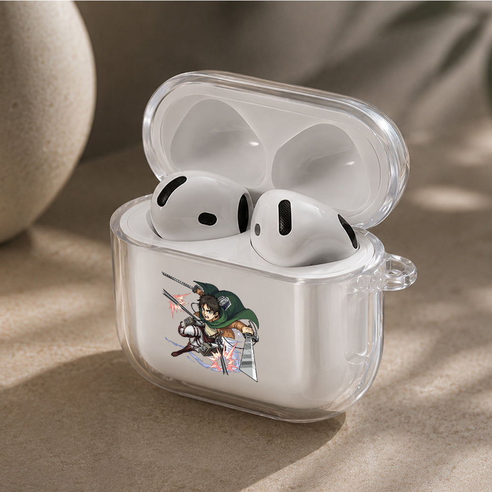 Eren Twin Blades Protective Apple Airpods 4 Clear Case - Durable Clear Protection