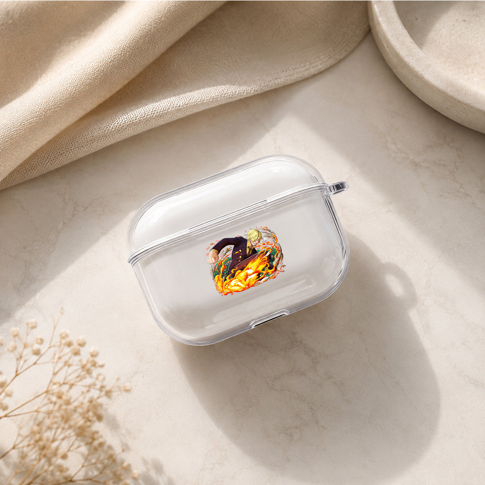 Vinsmoke Sanji Fiery Rush Protective Apple AirPods Pro 3 Clear Case | Shockproof Cover