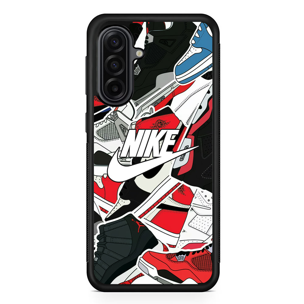 Nike Logo Shoes Pattern Samsung Galaxy A17 Case | Durable Rubber Samsung Galaxy A17 Phone Case