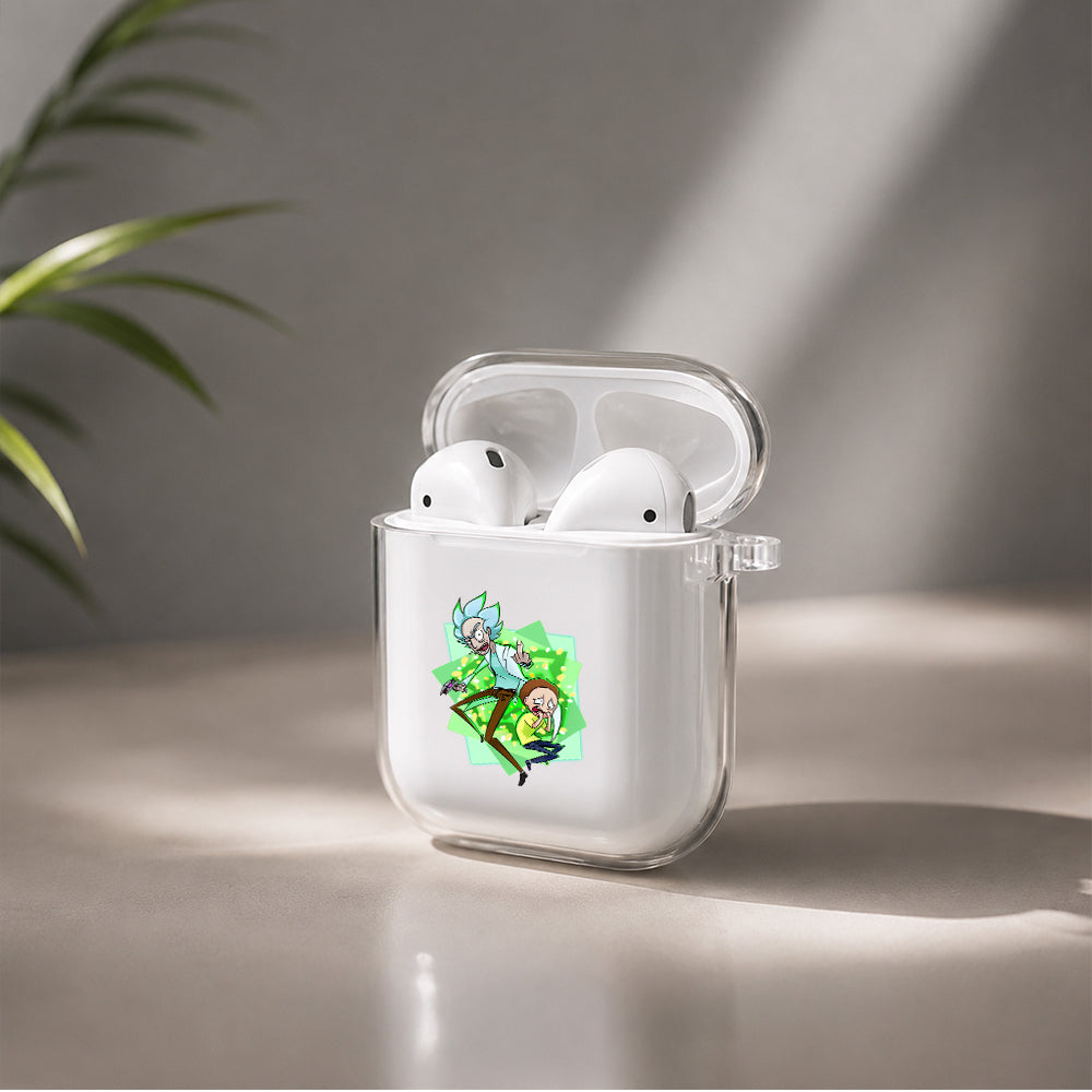 Rick and Morty Scary Journey Protective Clear Case Cover For Apple Airpods | Soft Silicone AirPods 1 / 2 Case | Protective Cover