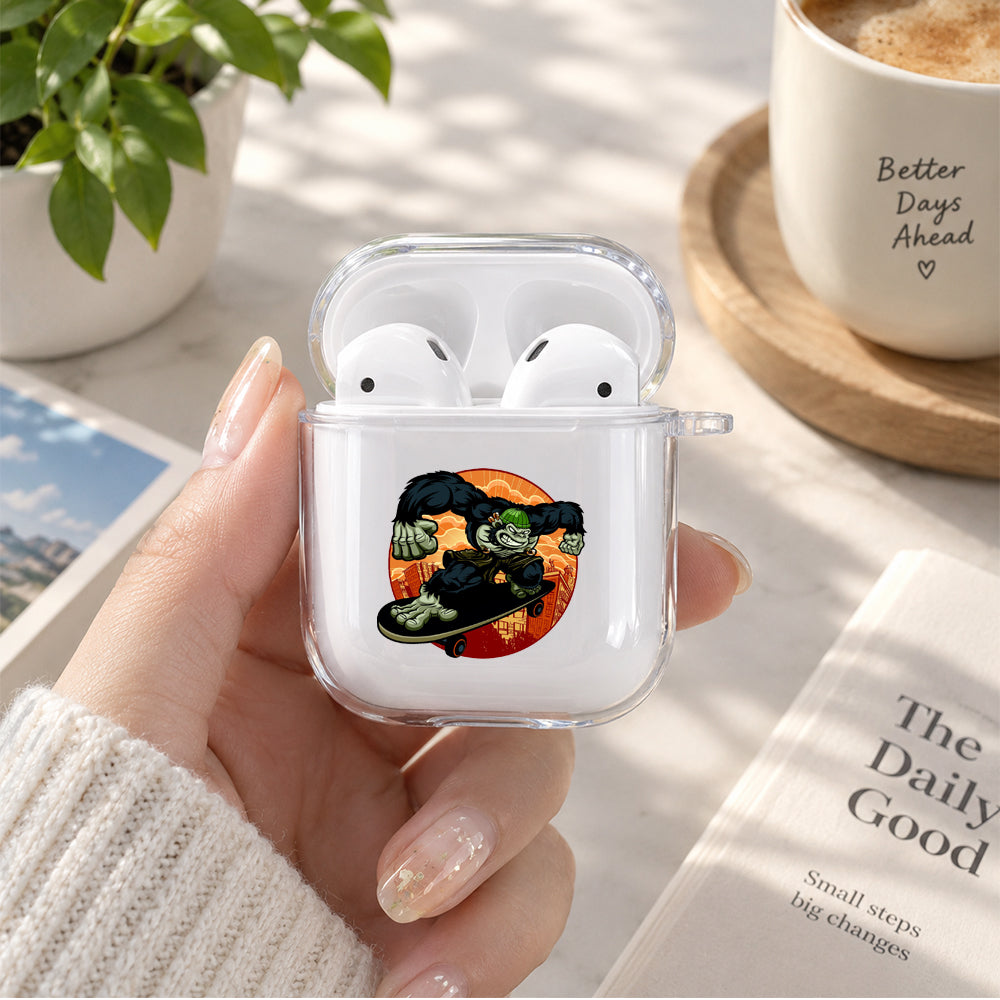 Kingkong Play Skateboard Protective Clear Case Cover For Apple Airpods | Soft Silicone AirPods 1 / 2 Case | Protective Cover