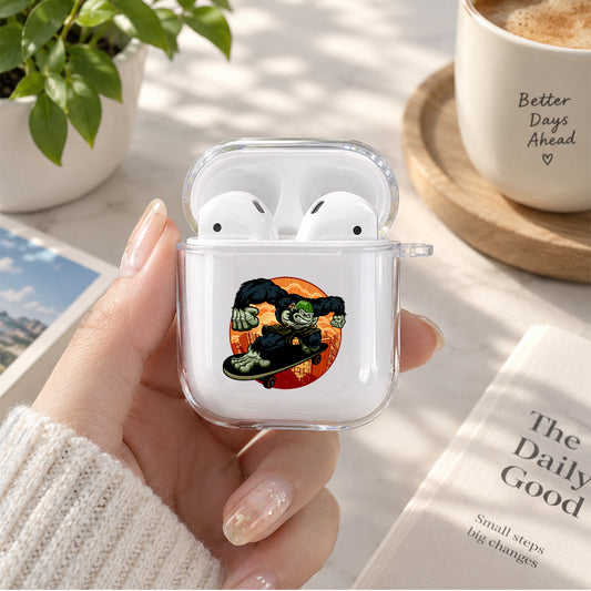 Kingkong Play Skateboard Protective Clear Case Cover For Apple Airpods | Soft Silicone AirPods 1 / 2 Case | Protective Cover