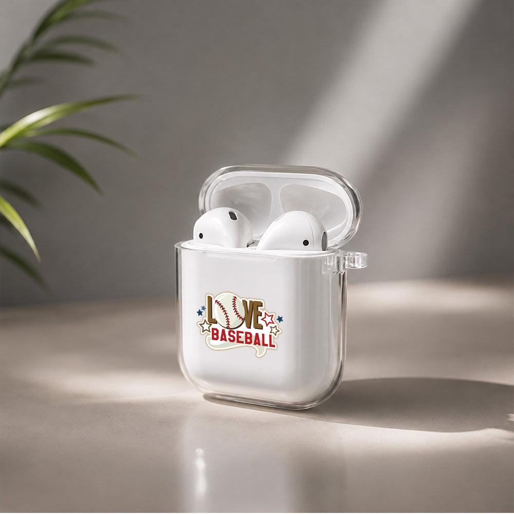 I Love Baseball Protective Clear Case Cover For Apple Airpods | Soft Silicone AirPods 1 / 2 Case | Protective Cover