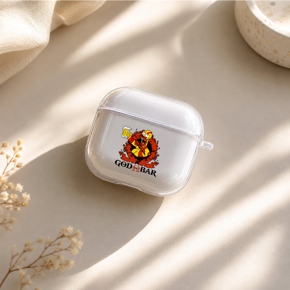 Homer Simpsons God of Bar Protective Apple Airpods 4 Clear Case - Durable Clear Protection