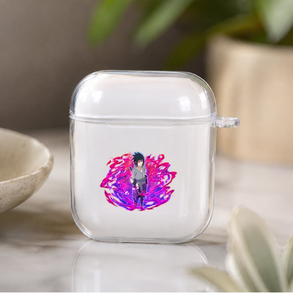Uchiha Sasuke Protective Clear Case Cover For Apple Airpods | Soft Silicone AirPods 1 / 2 Case | Protective Cover