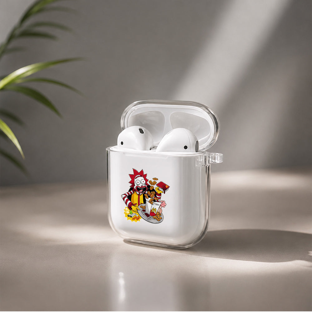 Rick MCD Employee Protective Clear Case Cover For Apple Airpods | Soft Silicone AirPods 1 / 2 Case | Protective Cover