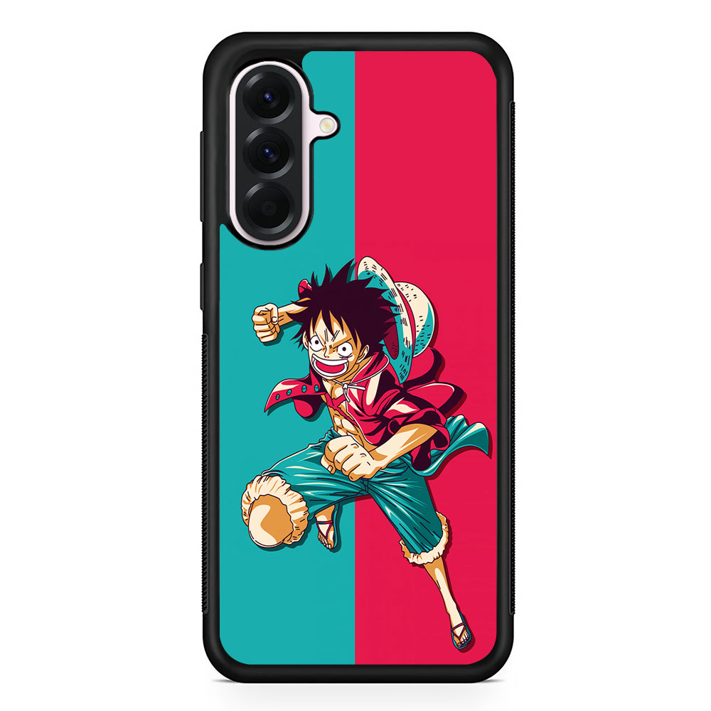 One Piece Luffy Red Blue Samsung Galaxy A56 Case | Samsung Galaxy A56 Protective Rubber Case