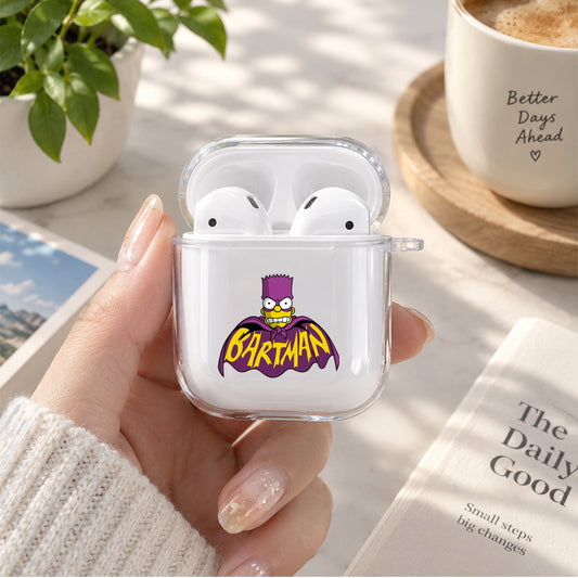 The Simpson Bartman Mode Protective Clear Case Cover For Apple Airpods | Soft Silicone AirPods 1 / 2 Case | Protective Cover