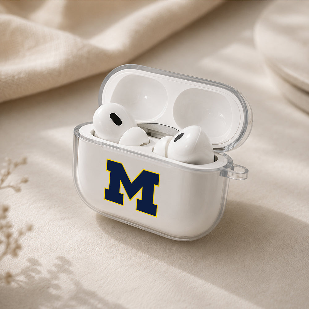 Michigan Wolverines M Spirit Protective Apple AirPods Pro 3 Clear Case | Shockproof Cover