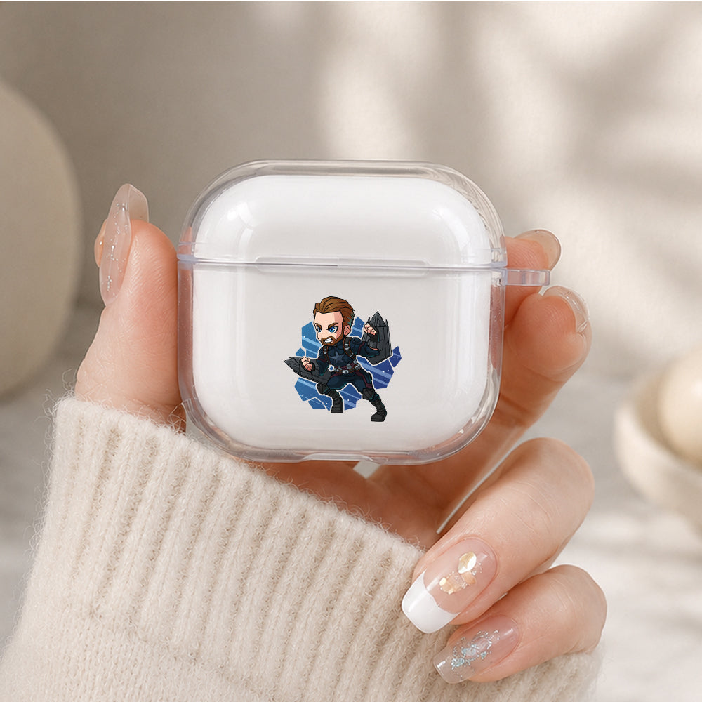Captain America Chibi Version Protective Apple Airpods 4 Clear Case - Durable Clear Protection