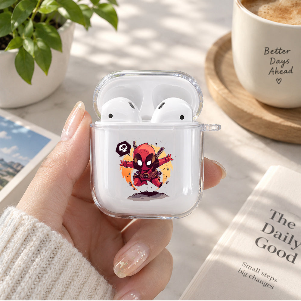 Deadpool Cartoon Protective Clear Case Cover For Apple Airpods | Soft Silicone AirPods 1 / 2 Case | Protective Cover