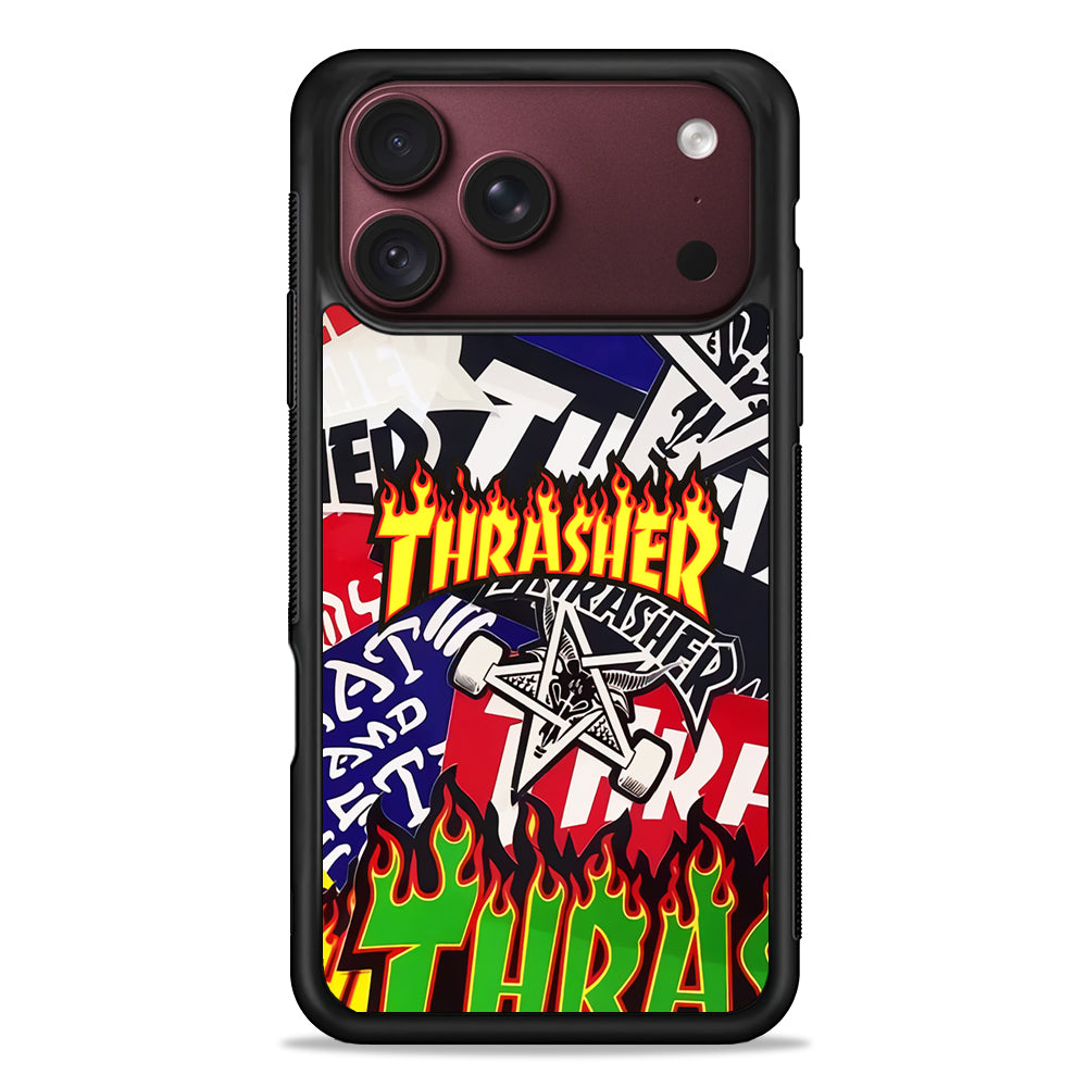 Thrasher Sticker Flat iPhone 18 Pro Max Case – Slim Silicone Protective Cover