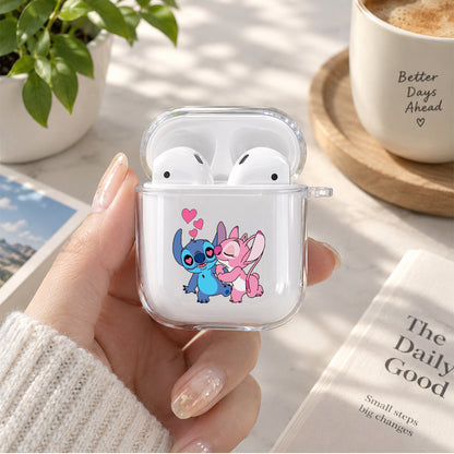 Stitch Couple Protective Clear Case Cover For Apple Airpods | Soft Silicone AirPods 1 / 2 Case | Protective Cover