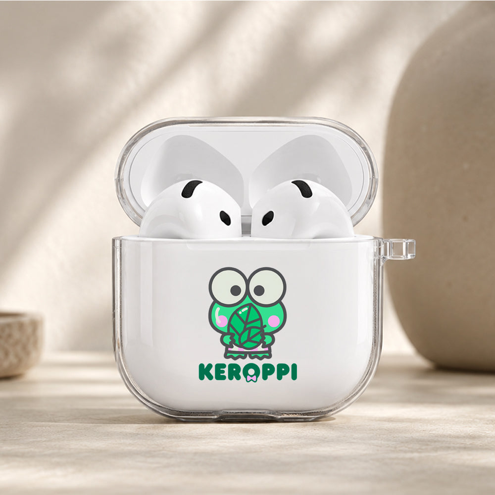 Keroppi Carrying Leaf Protective Apple Airpods 4 Clear Case - Durable Clear Protection