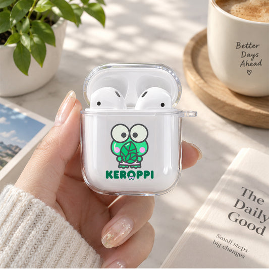 Keroppi Playing Leaves Protective Clear Case Cover For Apple Airpods | Soft Silicone AirPods 1 / 2 Case | Protective Cover