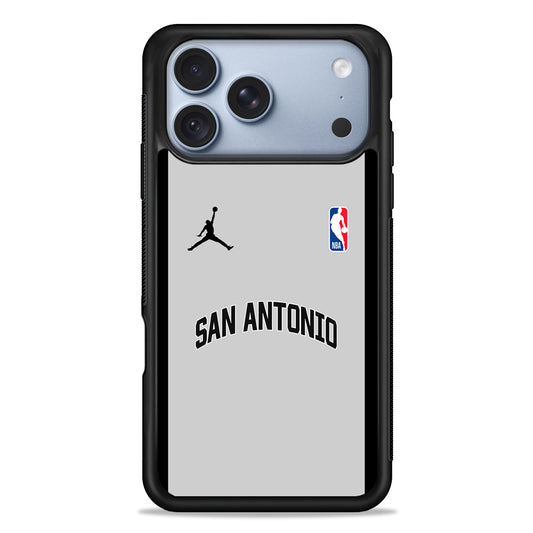 NBA San Antonio Spurs Gray Jordan iPhone 18 Pro Case - iPhone 18 Pro Silicone Case