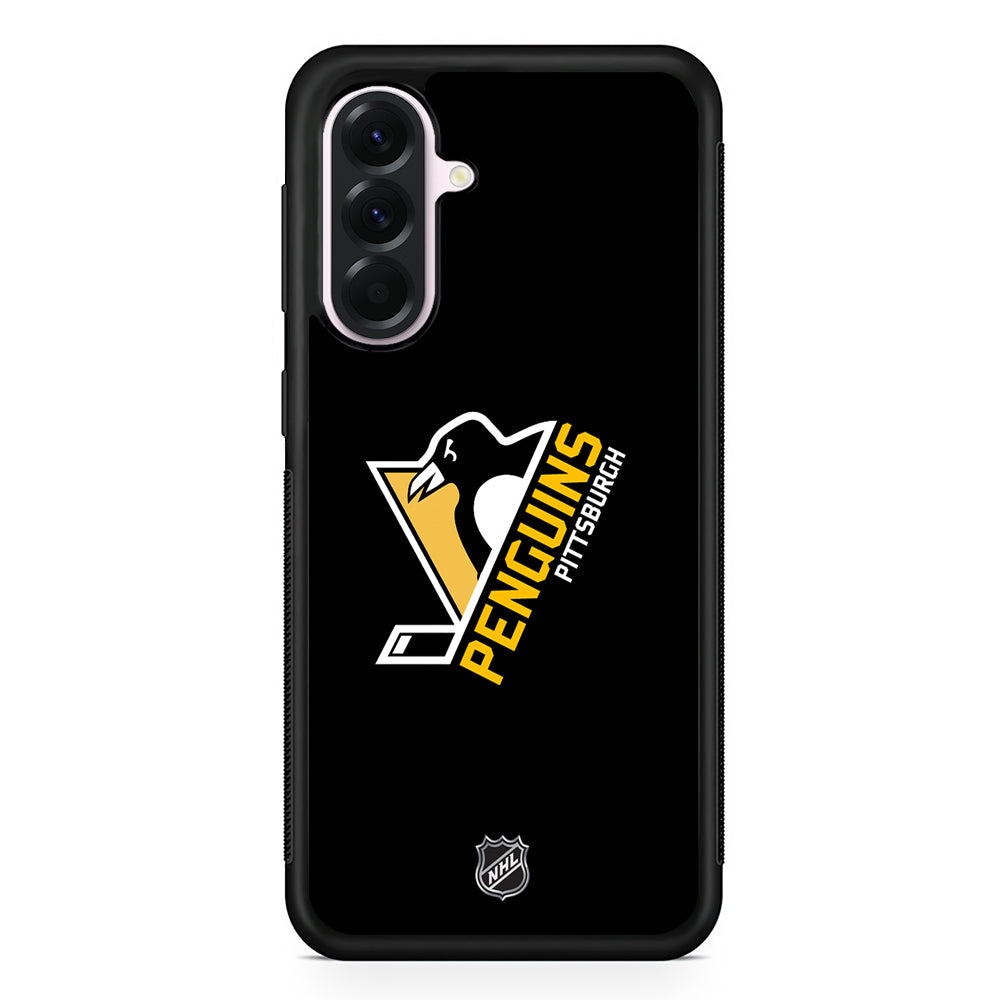 NHL Pittsburgh Penguins Black Samsung Galaxy A56 Case | Samsung Galaxy A56 Protective Rubber Case