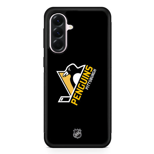 NHL Pittsburgh Penguins Black Samsung Galaxy A56 Case | Samsung Galaxy A56 Protective Rubber Case