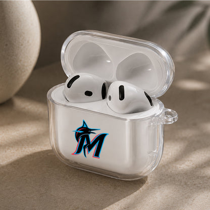 MLB Miami Marlins Logo Protective Apple Airpods 4 Clear Case - Durable Clear Protection