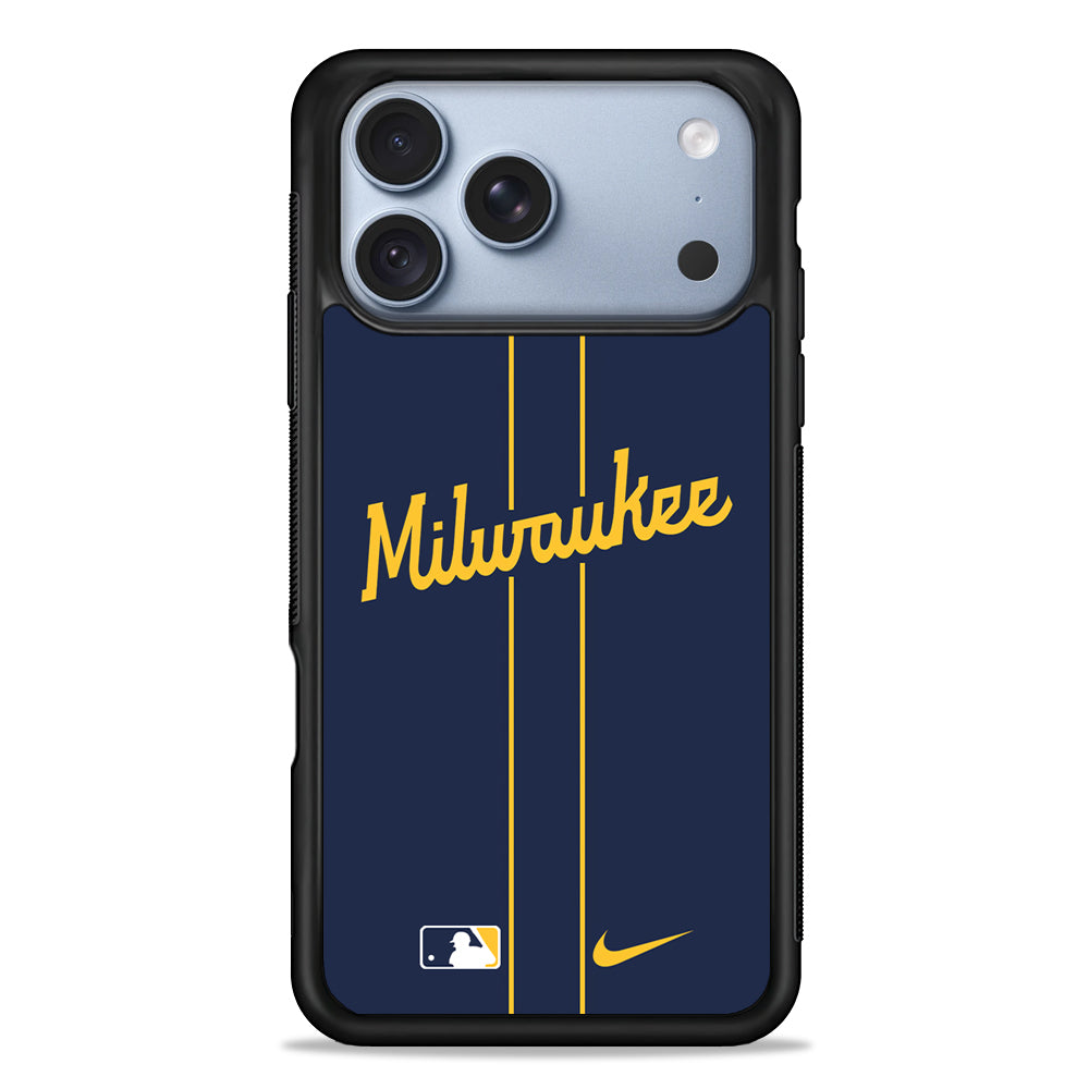 MLB Milwaukee Brewers Navy Nike iPhone 18 Pro Case - iPhone 18 Pro Silicone Case