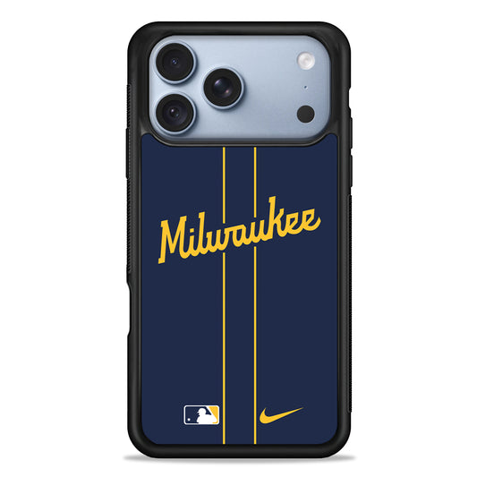 MLB Milwaukee Brewers Navy Nike iPhone 18 Pro Case - iPhone 18 Pro Silicone Case
