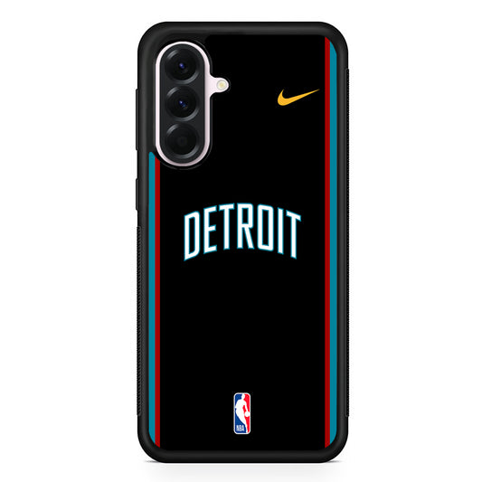 NBA Detroit Pistons Black Nike Samsung Galaxy A56 Case | Samsung Galaxy A56 Protective Rubber Case