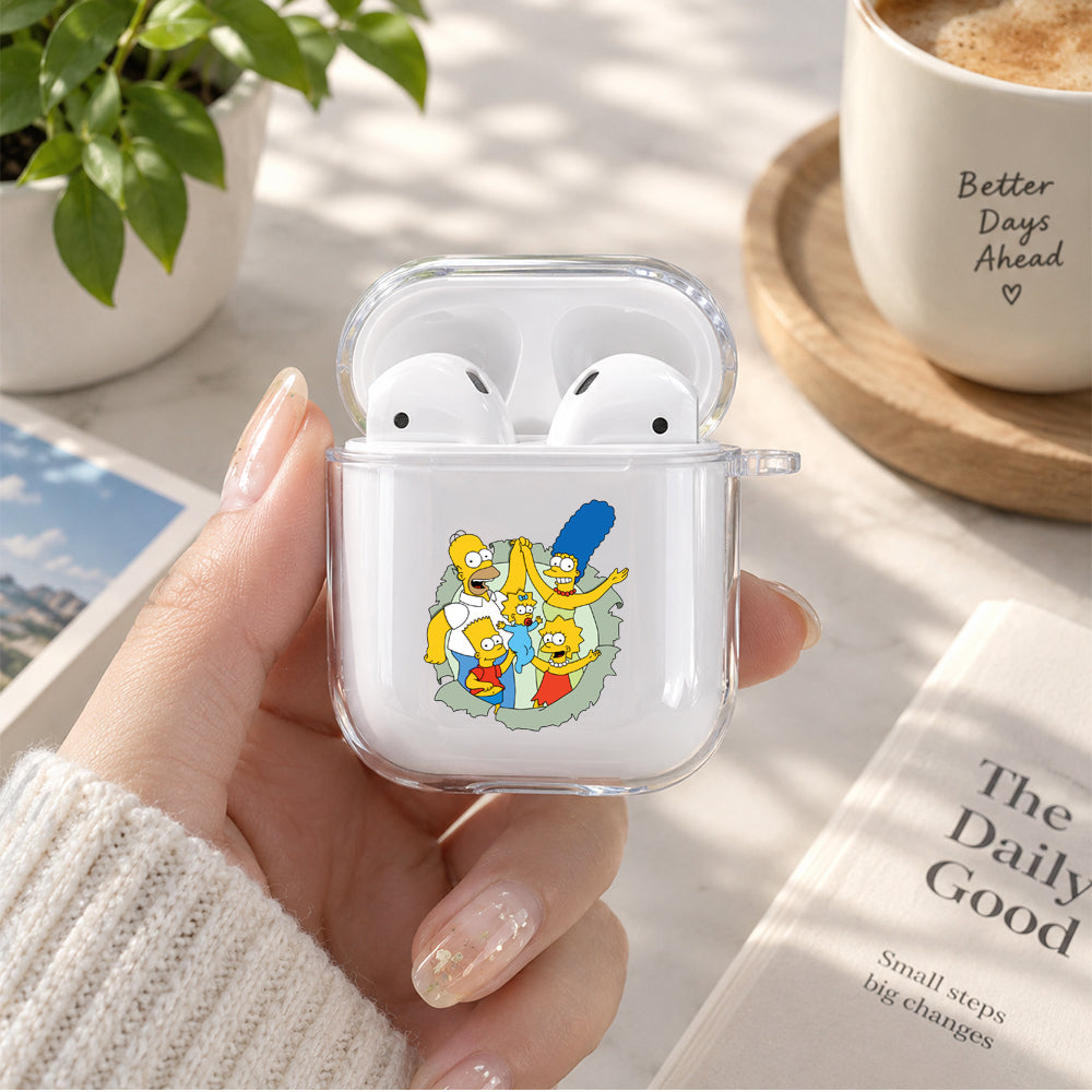 The simpson family harmony Protective Clear Case Cover For Apple Airpods | Soft Silicone AirPods 1 / 2 Case | Protective Cover