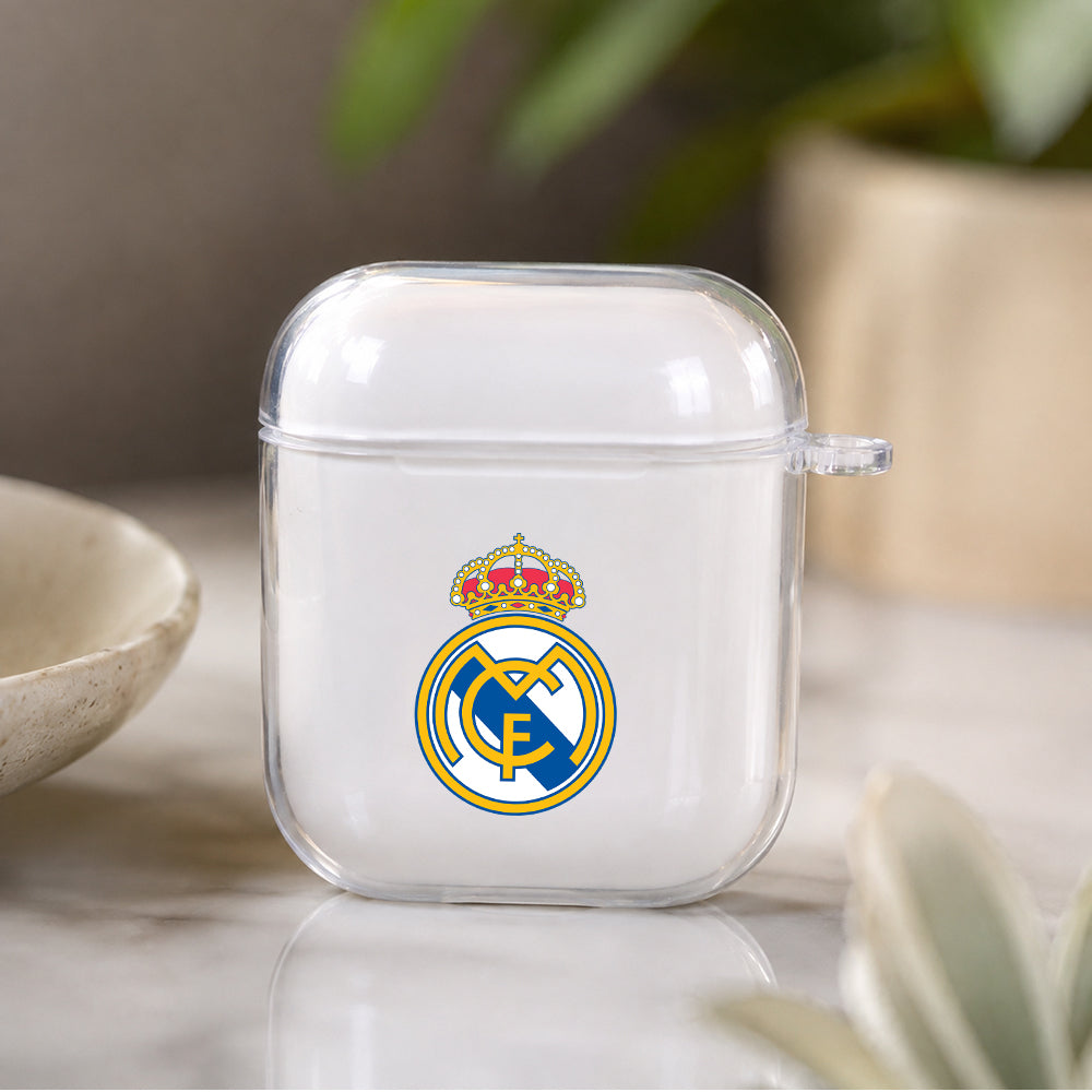 Real Madrid Logo Protective Clear Case Cover For Apple Airpods | Soft Silicone AirPods 1 / 2 Case | Protective Cover