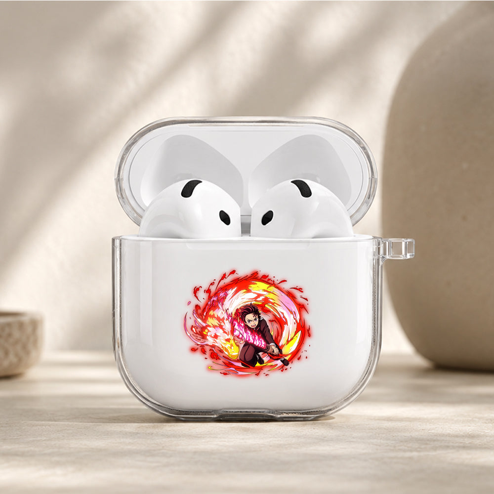 Demon Slayer Tanjiro Fire Dragon Protective Apple Airpods 4 Clear Case - Durable Clear Protection
