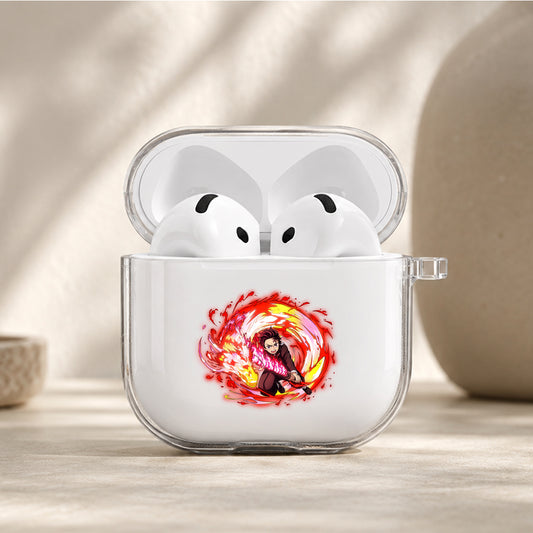 Demon Slayer Tanjiro Fire Dragon Protective Apple AirPods 5 Clear Case - Clear Protective AirPods Case