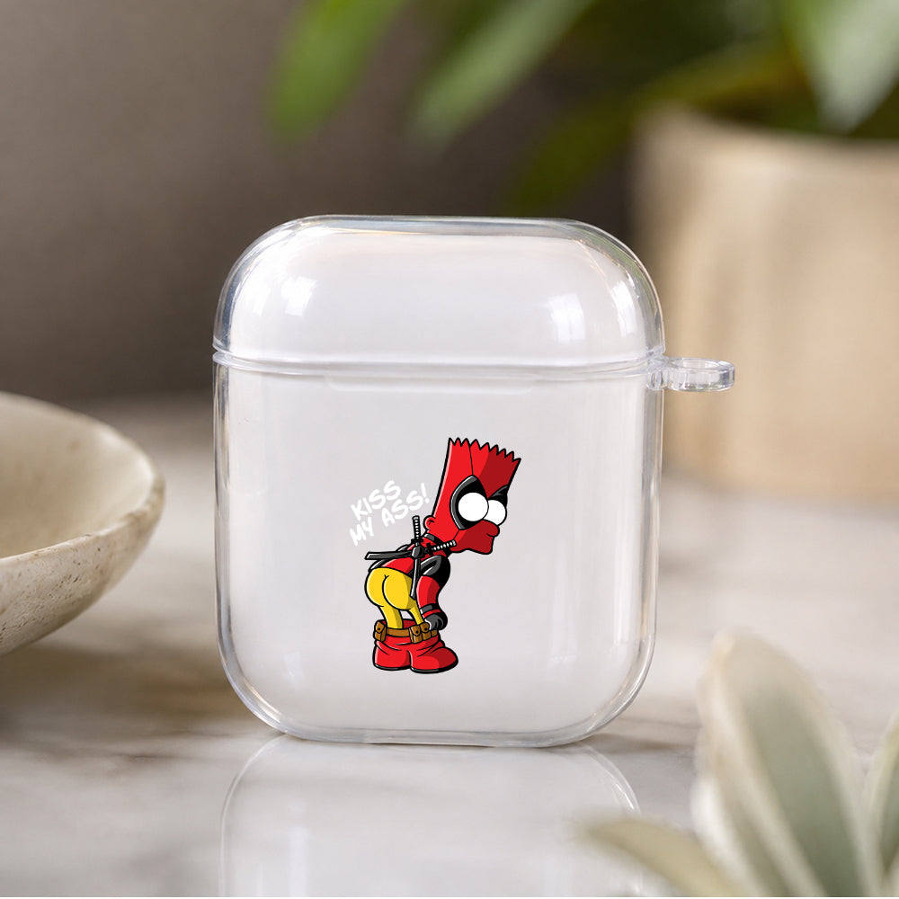 Bart Deadpool Costume Protective Clear Case Cover For Apple Airpods | Soft Silicone AirPods 1 / 2 Case | Protective Cover