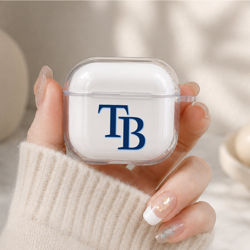 MLB Tampa Bay Rays Logo Protective Apple Airpods 4 Clear Case - Durable Clear Protection