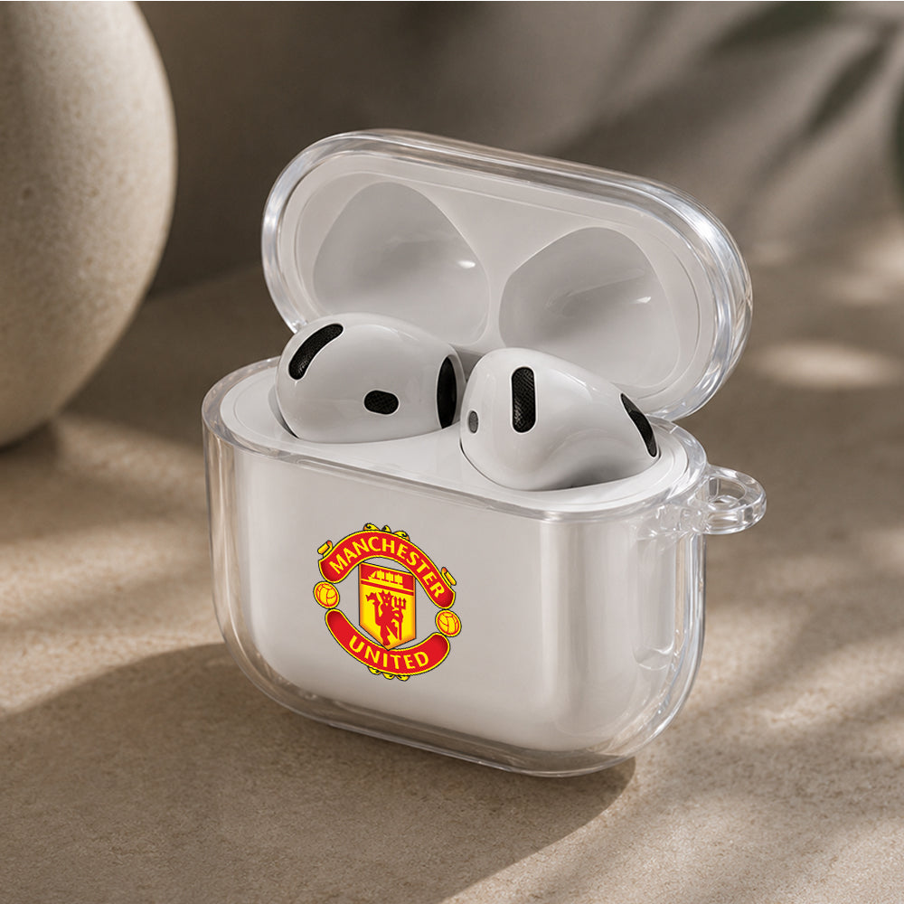Manchester United Football Logo Protective Apple Airpods 4 Clear Case - Durable Clear Protection
