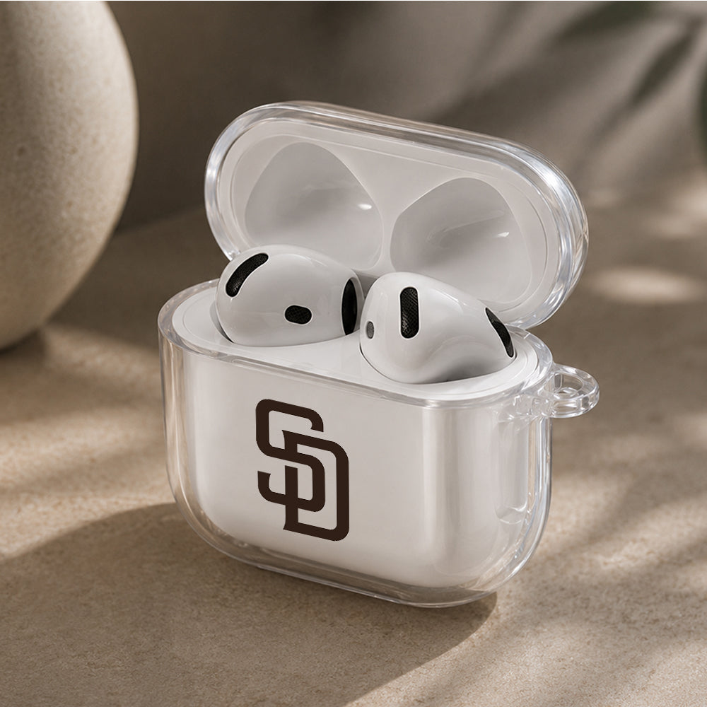 MLB San Diego Padres Logo Protective Apple Airpods 4 Clear Case - Durable Clear Protection